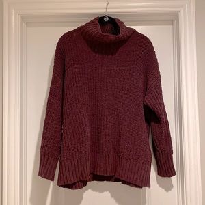 Funnel neck chenille sweater